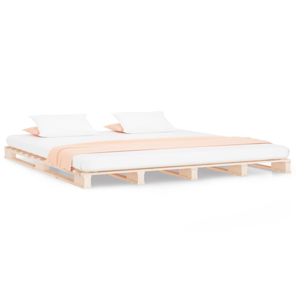 Vidaxl (Natural, 200 X 200 Cm) Solid Wood Pine Bed Frame Wooden Bed Base Bedstead Mattress Foundation