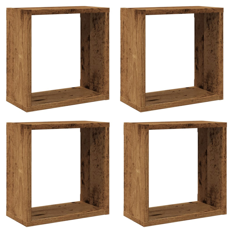 (old wood, 30 x 15 x 30 cm/ 4 pcs) vidaXL Wall Shelves Floating Rack Display Shelf Bookshelf Engineered Wood