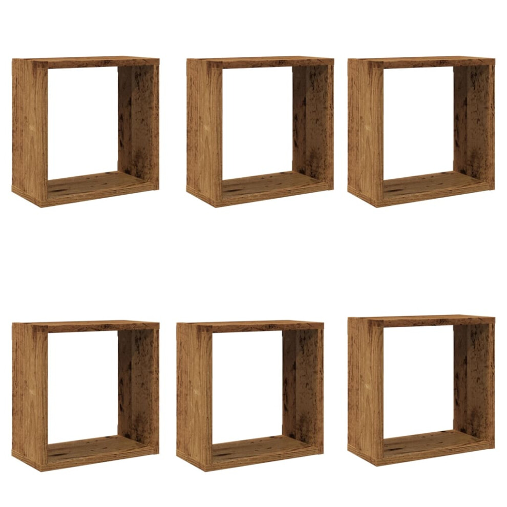 (old wood, 30 x 15 x 30 cm/ 6 pcs) vidaXL Wall Shelves Floating Rack Display Shelf Bookshelf Engineered Wood