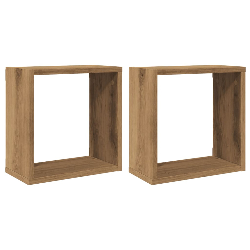 (artisan oak, 30 x 15 x 30 cm/ 2 pcs) vidaXL Wall Shelves Floating Rack Display Shelf Bookshelf Engineered Wood