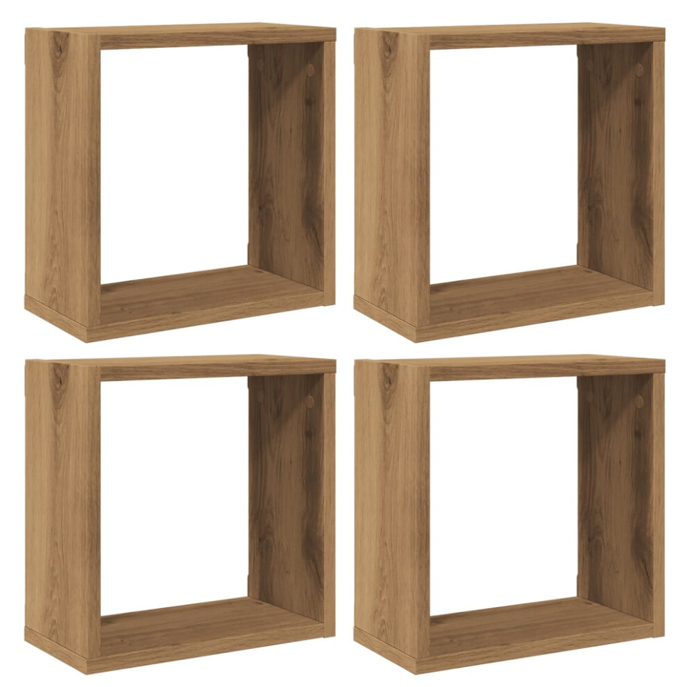 (artisan oak, 30 x 15 x 30 cm/ 4 pcs) vidaXL Wall Shelves Floating Rack Display Shelf Bookshelf Engineered Wood