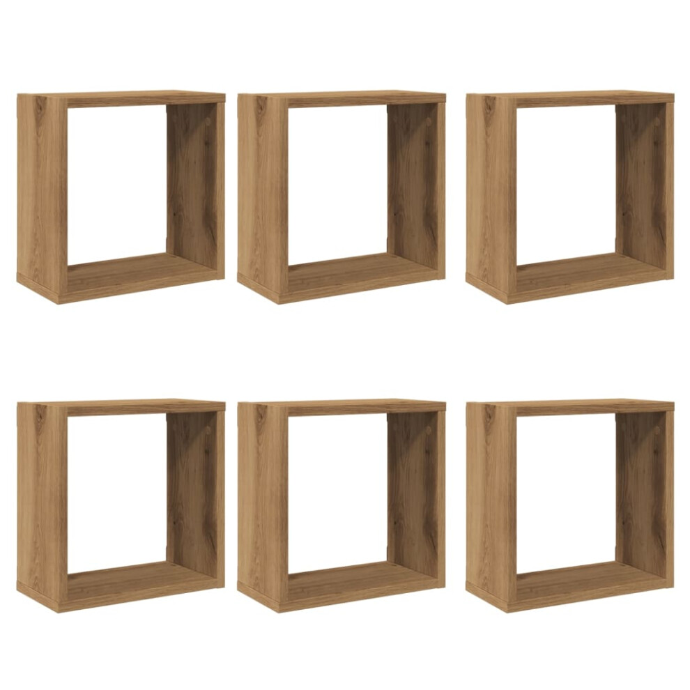 (artisan oak, 30 x 15 x 30 cm/ 6 pcs) vidaXL Wall Shelves Floating Rack Display Shelf Bookshelf Engineered Wood