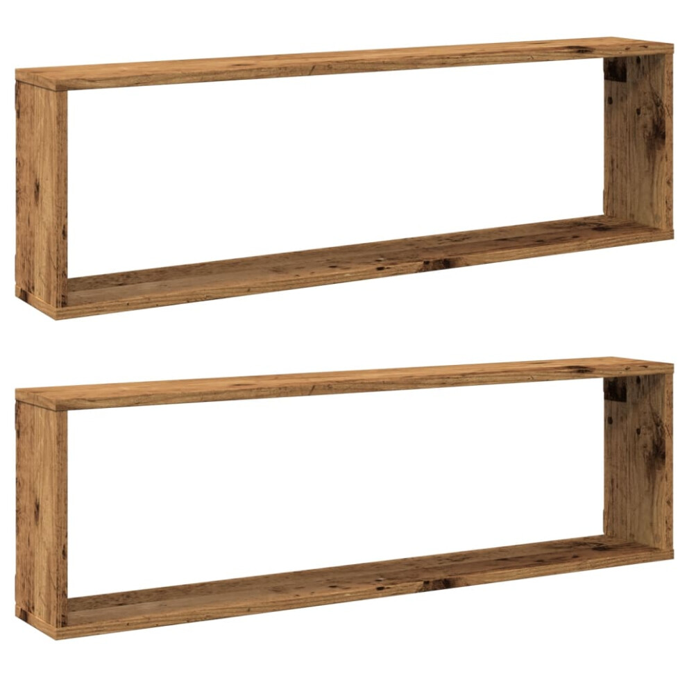 Vidaxl (Old Wood, 100 X 15 X 30 Cm/ 2 Pcs) Wall Shelves Floating Rack Display Shelf Bookshelf Engineered Wood Brown