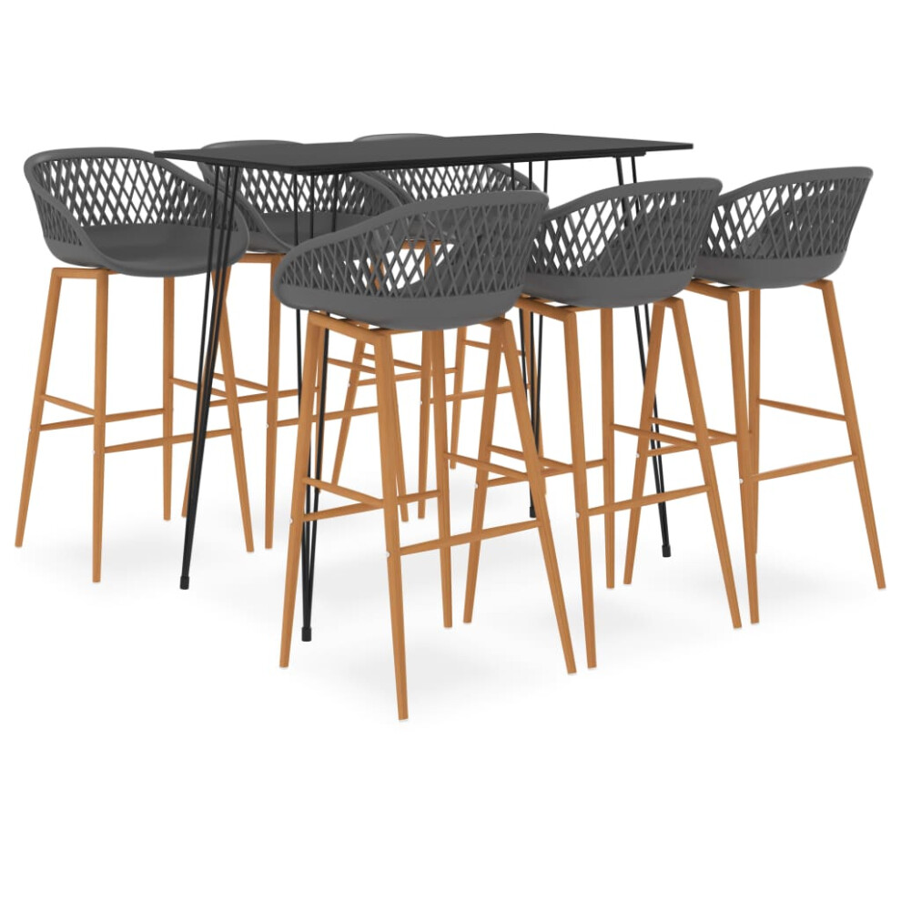 (black and grey, 7 piece) vidaXL Bar Set Kitchen Dining Room Chair Stool Table 5/7 Piece Multi Colours