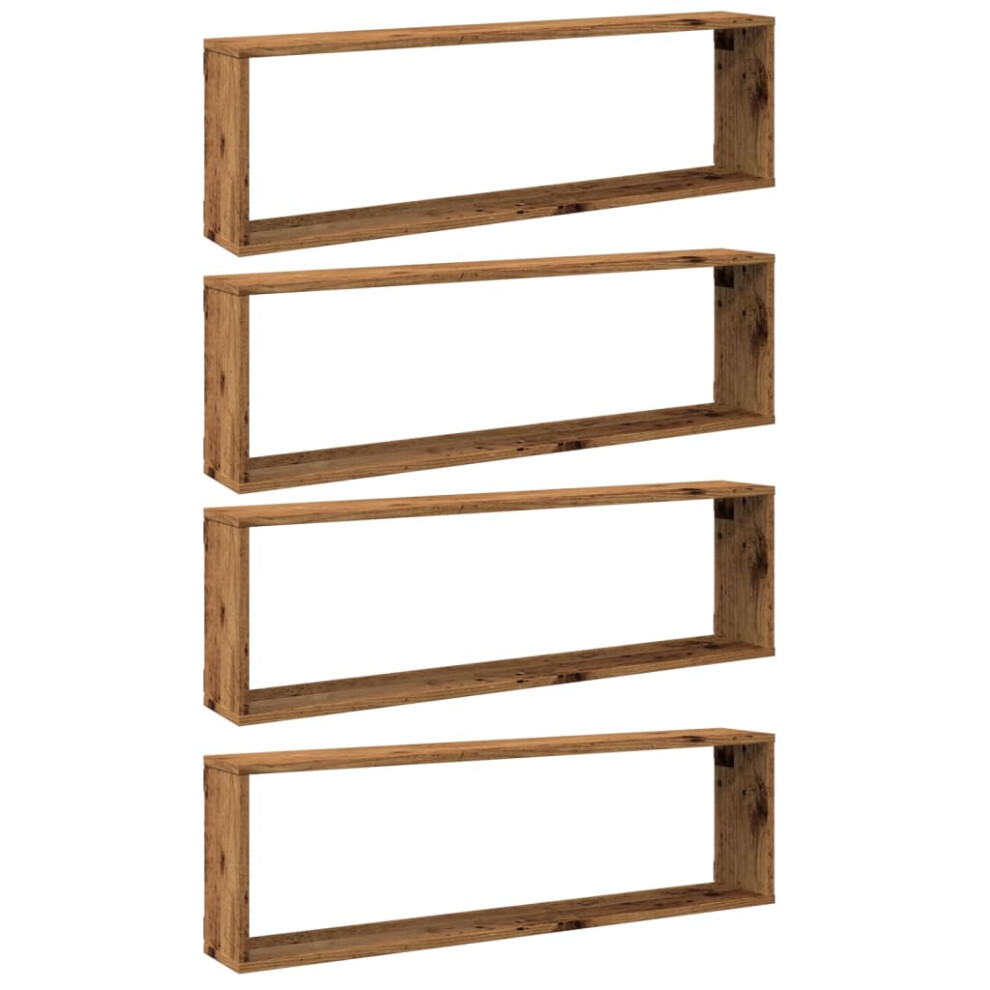 (old wood, 100 x 15 x 30 cm/ 4 pcs) vidaXL Wall Shelves Floating Rack Display Shelf Bookshelf Engineered Wood