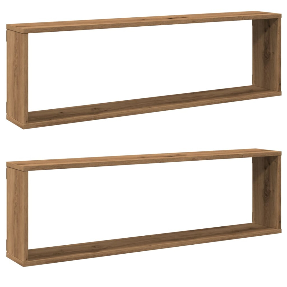 (artisan oak, 100 x 15 x 30 cm/ 2 pcs) vidaXL Wall Shelves Floating Rack Display Shelf Bookshelf Engineered Wood