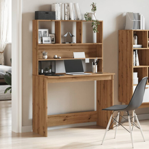VidaXL (artisan oak) vidaXL Desk with Shelves Standing Desk Study Writing Table Engineered Wood 1