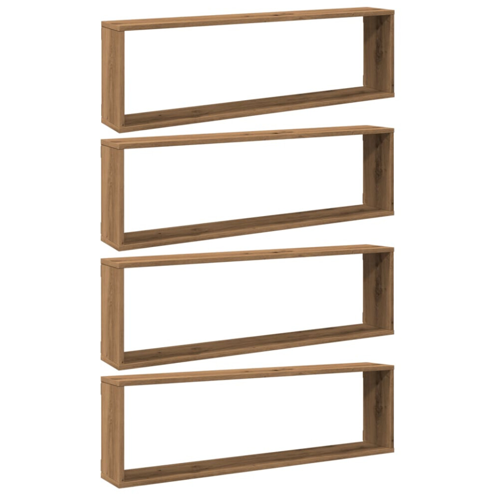 (artisan oak, 100 x 15 x 30 cm/ 4 pcs) vidaXL Wall Shelves Floating Rack Display Shelf Bookshelf Engineered Wood