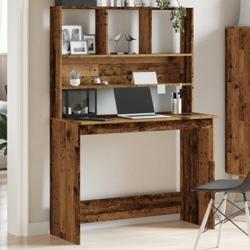 VidaXL (old wood) vidaXL Desk with Shelves Standing Desk Study Writing Table Engineered Wood 2