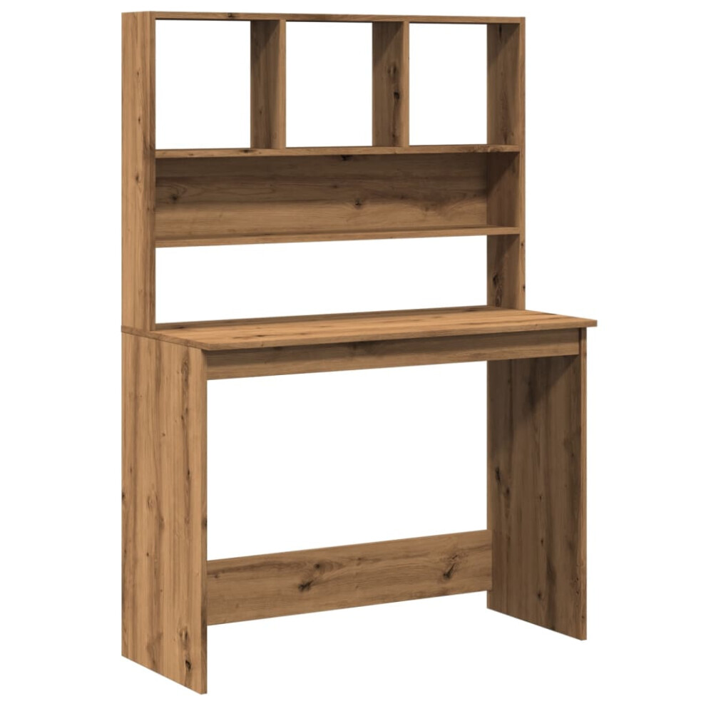 Vidaxl (Artisan Oak) Desk With Shelves Standing Desk Study Writing Table Engineered Wood