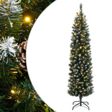 (with led, 180 cm) vidaXL Artificial Slim Christmas Tree with Stand Xmas Tree Decoration PVC