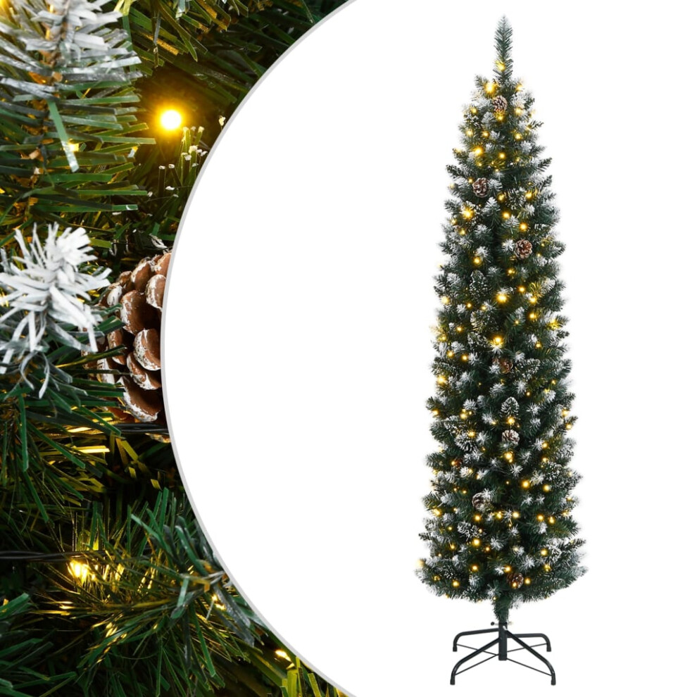 Vidaxl (With Led, 180 Cm) Artificial Slim Christmas Tree With Stand Xmas Tree Decoration Pvc
