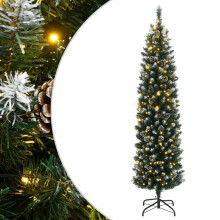 (with led, 150 cm) vidaXL Artificial Slim Christmas Tree with Stand Xmas Tree Decoration PVC
