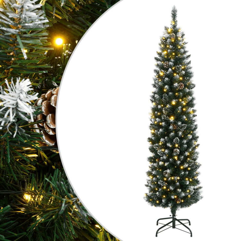 Vidaxl (With Led, 150 Cm) Artificial Slim Christmas Tree With Stand Xmas Tree Decoration Pvc