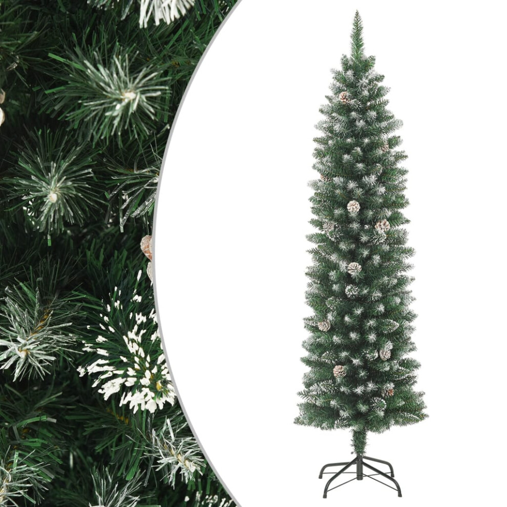 (without led, 240 cm) vidaXL Artificial Slim Christmas Tree with Stand Xmas Tree Decoration PVC