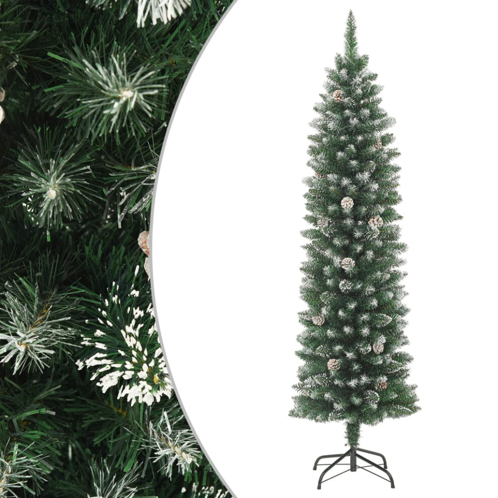 (without led, 210 cm) vidaXL Artificial Slim Christmas Tree with Stand Xmas Tree Decoration PVC