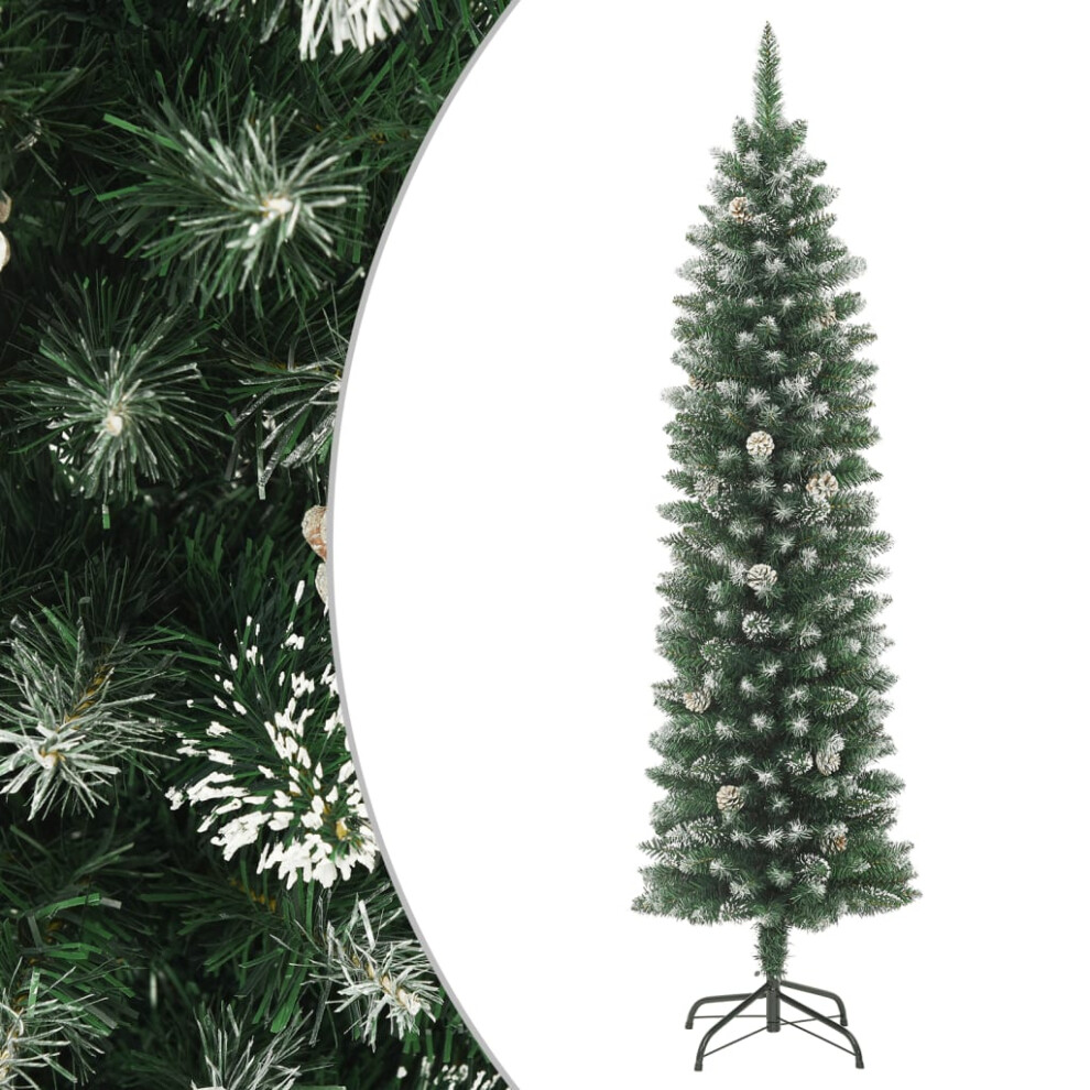 Vidaxl (Without Led, 180 Cm) Artificial Slim Christmas Tree With Stand Xmas Tree Decoration Pvc