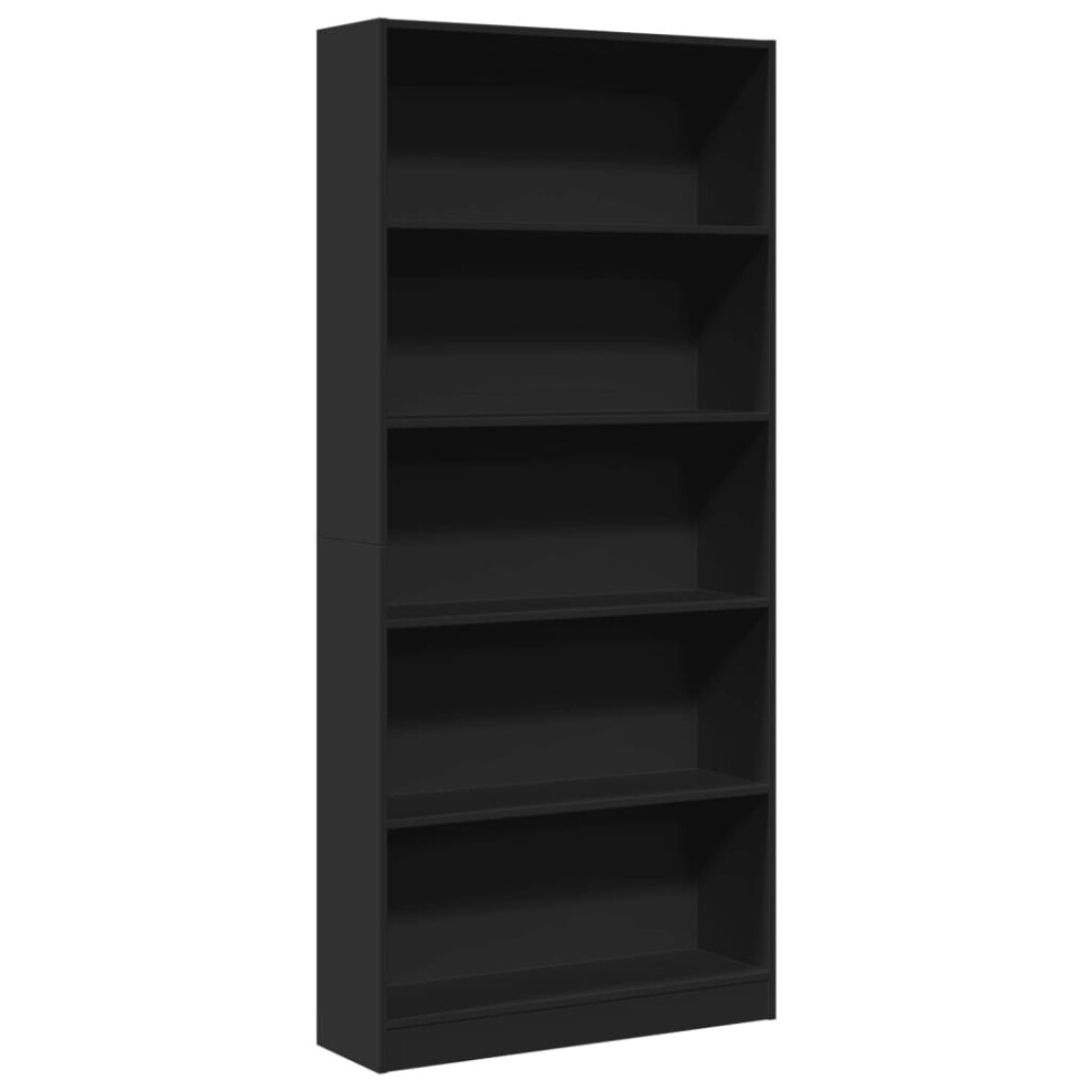 (black, 80 x 24 x 176 cm) vidaXL Book Cabinet Display Rack Bookshelf Storage Shelf Rack Engineered Wood