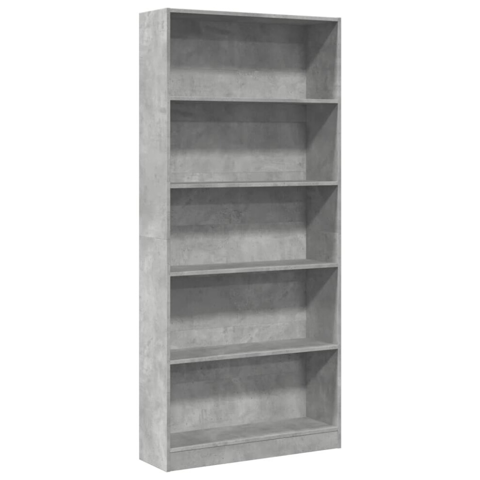 (concrete grey, 80 x 24 x 176 cm) vidaXL Book Cabinet Display Rack Bookshelf Storage Shelf Rack Engineered Wood