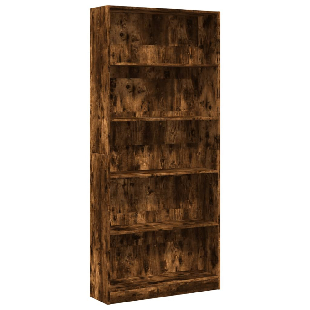 Vidaxl (Smoked Oak, 80 X 24 X 176 Cm) Book Cabinet Display Rack Bookshelf Storage Shelf Rack Engineered Wood