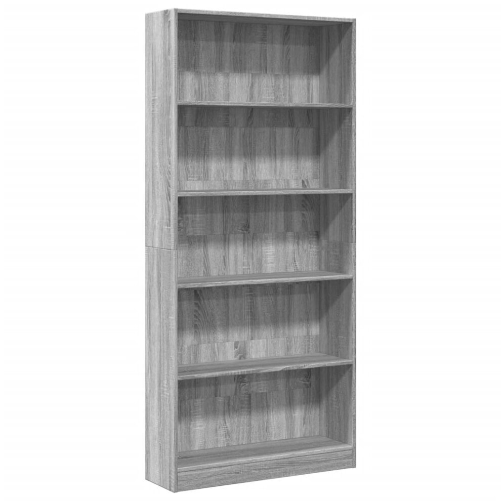 (grey sonoma, 80 x 24 x 176 cm) vidaXL Book Cabinet Display Rack Bookshelf Storage Shelf Rack Engineered Wood