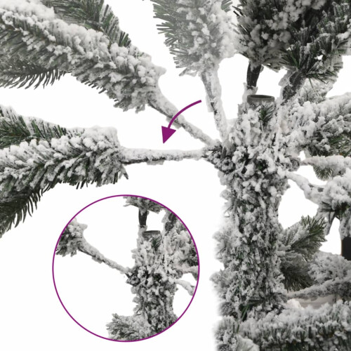 VidaXL (180 cm) vidaXL Artificial Hinged Christmas Tree Pre Lit Xmas Tree with Flocked Snow 2
