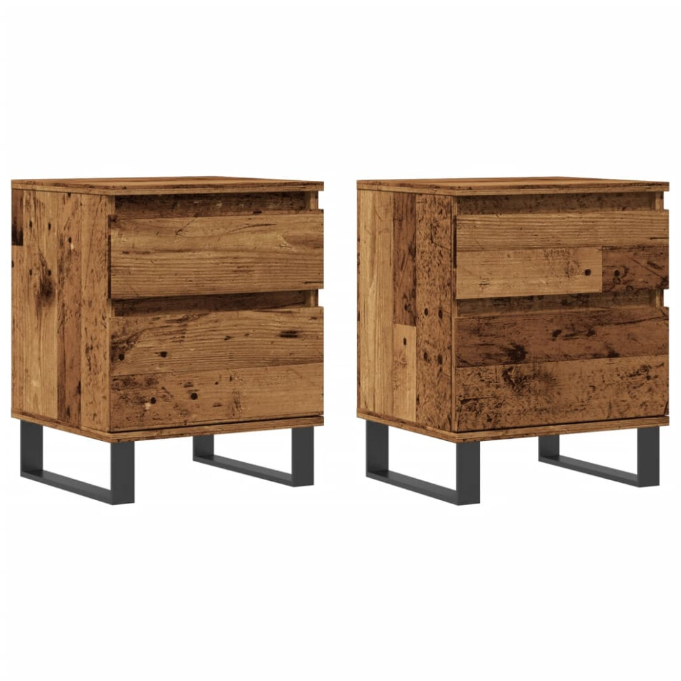 Vidaxl (Old Wood, 2 Pcs) Bedside Cabinets Nightstand Bed Table 2 Pcs Engineered Wood
