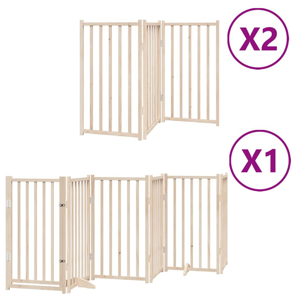 Vidaxl (Natural, 50 X 90 X 2 Cm/ 12 Pcs) Dog Gate With Door Foldable Panels Dog Fence Gate White Poplar Wood