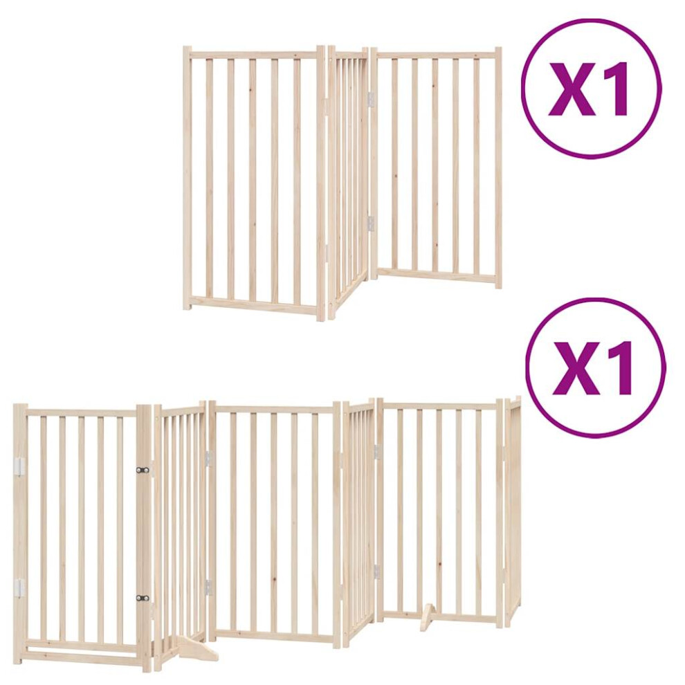 Vidaxl (Natural, 50 X 90 X 2 Cm/ 9 Pcs) Dog Gate With Door Foldable Panels Dog Fence Gate White Poplar Wood