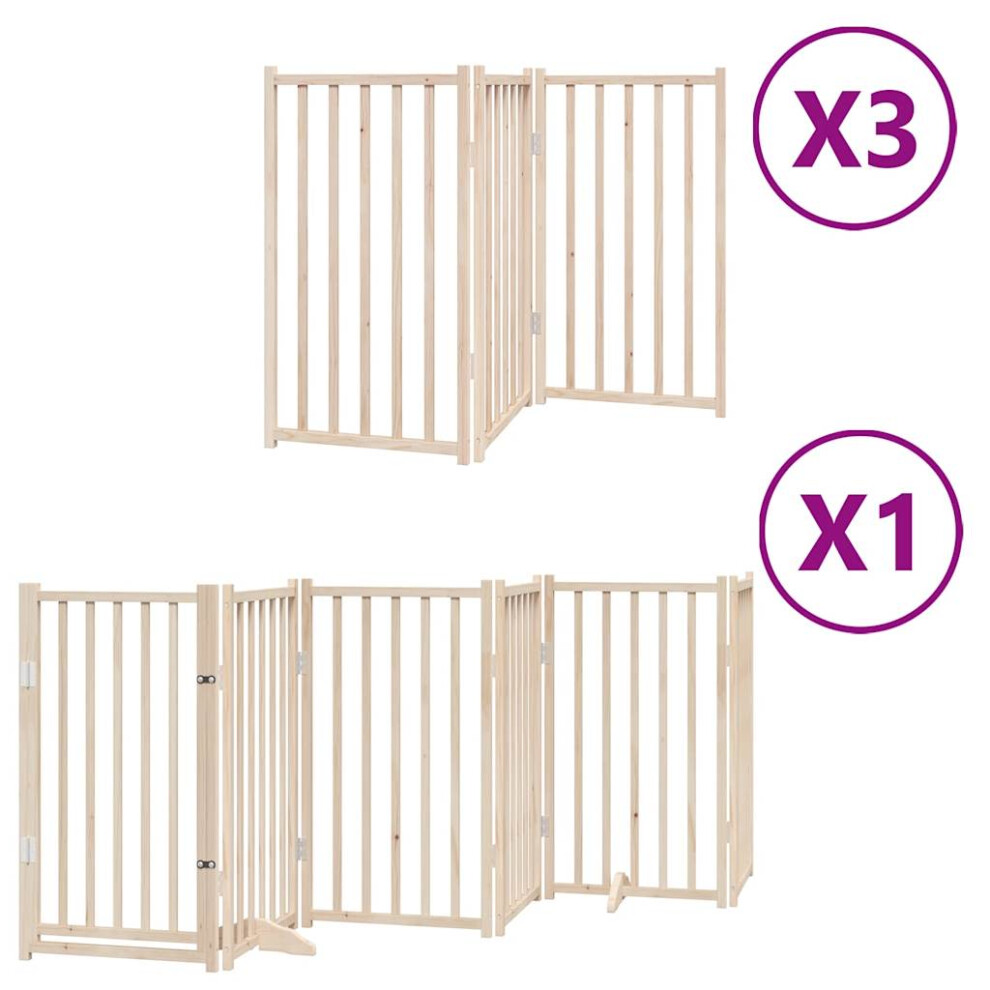 (natural, 50 x 90 x 2 cm/ 15 pcs) vidaXL Dog Gate with Door Foldable Panels Dog Fence Gate White Poplar Wood