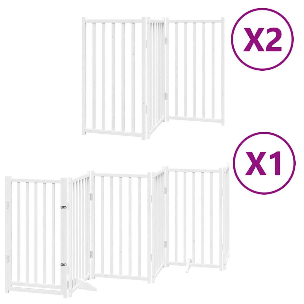 (white, 50 x 90 x 2 cm/ 12 pcs) vidaXL Dog Gate with Door Foldable Panels Dog Fence Gate White Poplar Wood