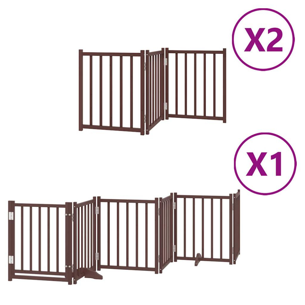 (brown, 50 x 60 x 2 cm/ 12 pcs) vidaXL Dog Gate with Door Foldable Panels Dog Fence Gate White Poplar Wood