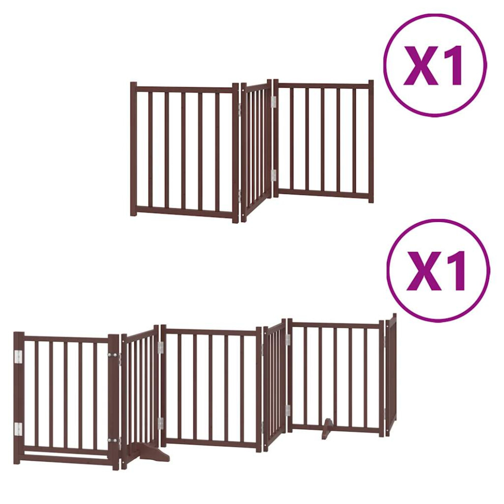 (brown, 50 x 60 x 2 cm/ 9 pcs) vidaXL Dog Gate with Door Foldable Panels Dog Fence Gate White Poplar Wood