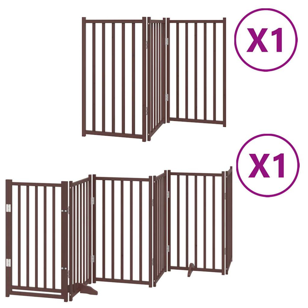 (brown, 50 x 90 x 2 cm/ 9 pcs) vidaXL Dog Gate with Door Foldable Panels Dog Fence Gate White Poplar Wood