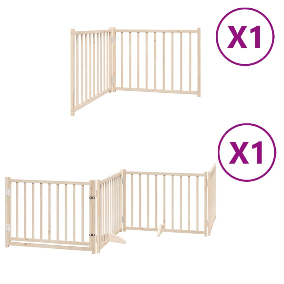 (natural, 80 x 60 x 2 cm/ 6 pcs) vidaXL Dog Gate with Door Foldable Panels Dog Fence Gate White Poplar Wood