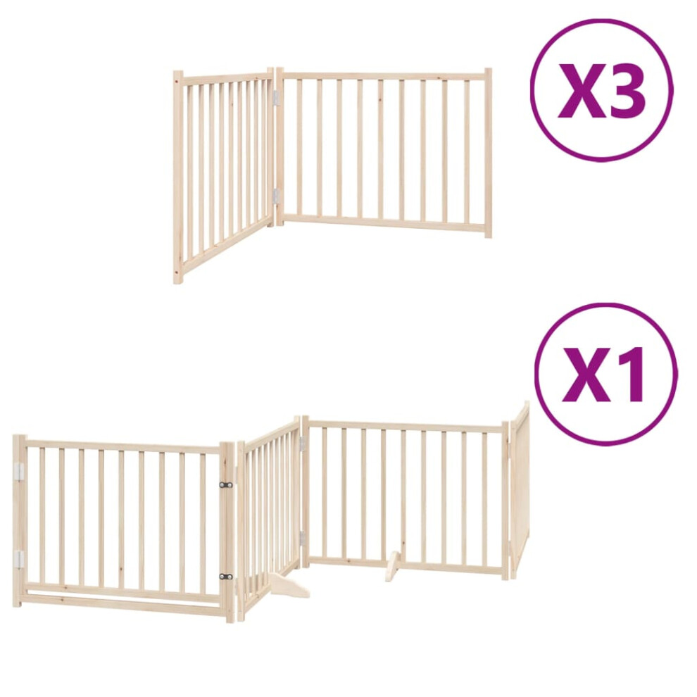 (natural, 80 x 60 x 2 cm/ 10 pcs) vidaXL Dog Gate with Door Foldable Panels Dog Fence Gate White Poplar Wood