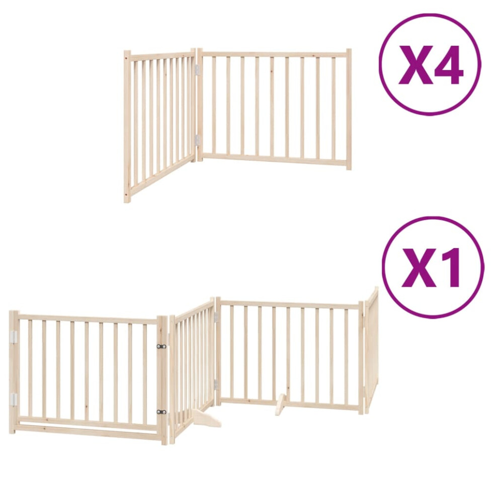 (natural, 80 x 60 x 2 cm/ 12 pcs) vidaXL Dog Gate with Door Foldable Panels Dog Fence Gate White Poplar Wood