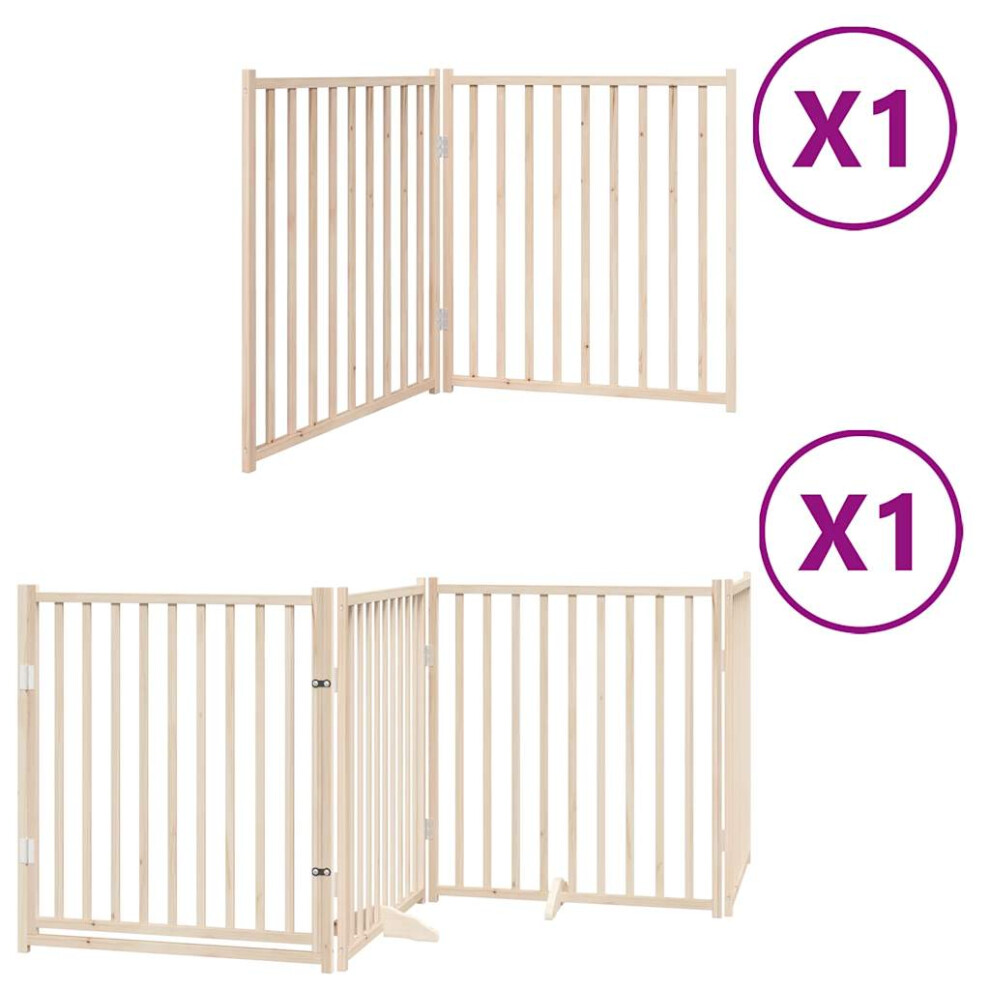 Vidaxl (Natural, 80 X 90 X 2 Cm/ 6 Pcs) Dog Gate With Door Foldable Panels Dog Fence Gate White Poplar Wood