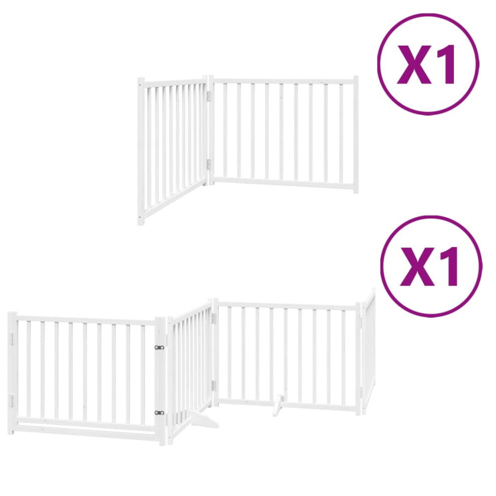 Vidaxl (White, 80 X 60 X 2 Cm/ 6 Pcs) Dog Gate With Door Foldable Panels Dog Fence Gate White Poplar Wood