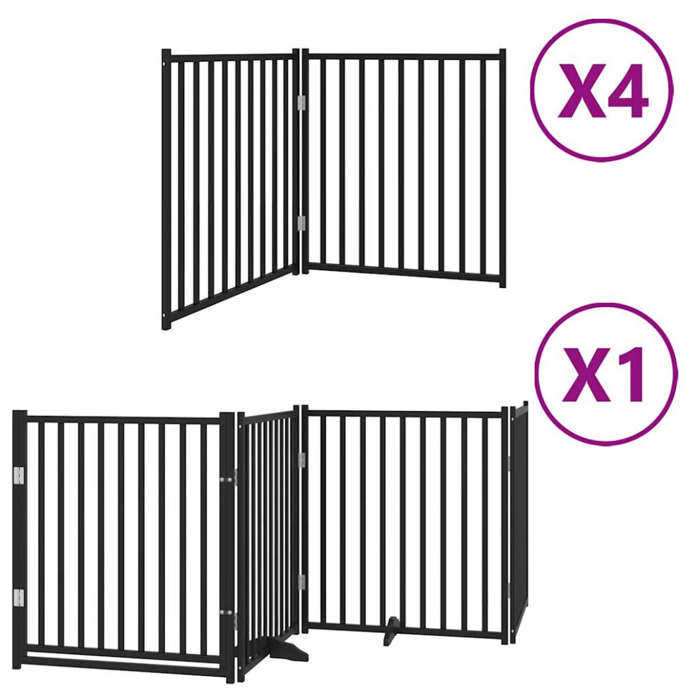 (black, 80 x 90 x 2 cm/ 12 pcs) vidaXL Dog Gate with Door Foldable Panels Dog Fence Gate White Poplar Wood