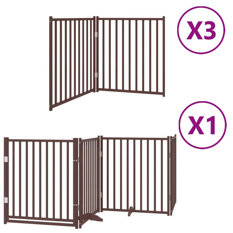 (brown, 80 x 90 x 2 cm/ 10 pcs) vidaXL Dog Gate with Door Foldable Panels Dog Fence Gate White Poplar Wood