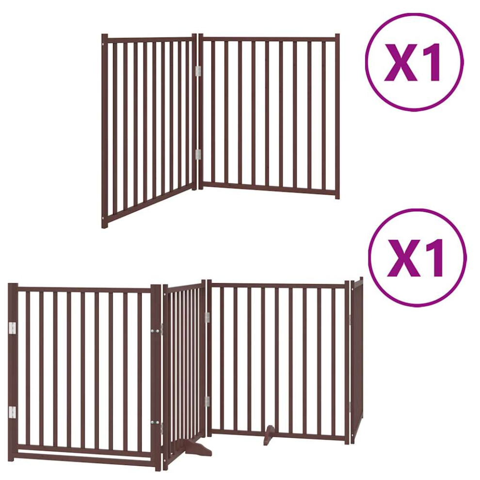 (brown, 80 x 90 x 2 cm/ 6 pcs) vidaXL Dog Gate with Door Foldable Panels Dog Fence Gate White Poplar Wood