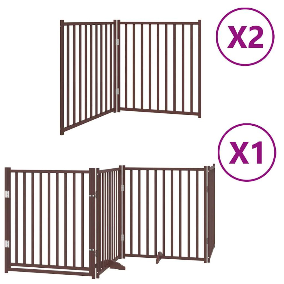 (brown, 80 x 90 x 2 cm/ 8 pcs) vidaXL Dog Gate with Door Foldable Panels Dog Fence Gate White Poplar Wood