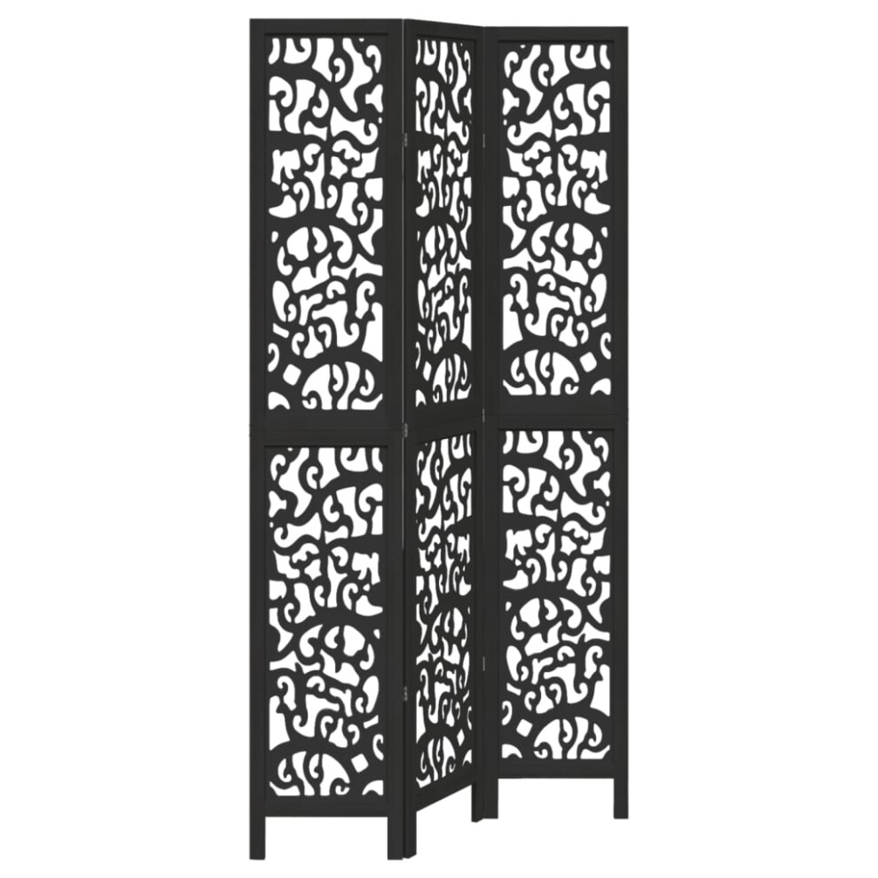 (40 x 220 cm/ 3 piece) vidaXL Room Divider Privacy Screen Privacy Panel Black Solid Wood Paulownia