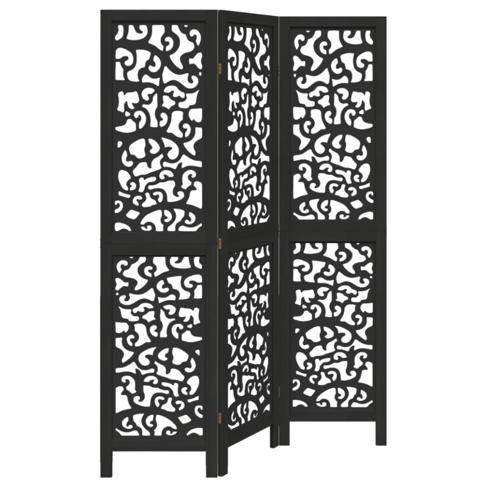 (40 x 160 cm/ 3 piece) vidaXL Room Divider Privacy Screen Privacy Panel Black Solid Wood Paulownia