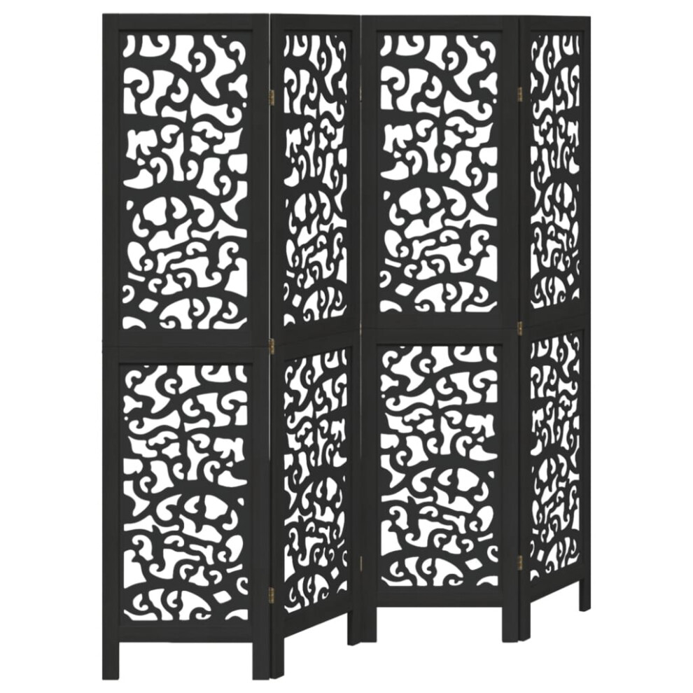 (40 x 160 cm/ 4 piece) vidaXL Room Divider Privacy Screen Privacy Panel Black Solid Wood Paulownia