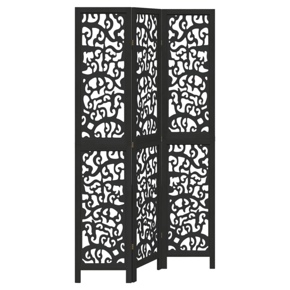 (40 x 200 cm/ 3 piece) vidaXL Room Divider Privacy Screen Privacy Panel Black Solid Wood Paulownia