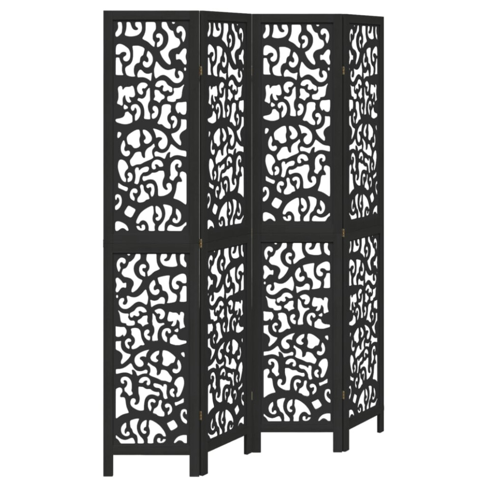 (40 x 200 cm/ 4 piece) vidaXL Room Divider Privacy Screen Privacy Panel Black Solid Wood Paulownia