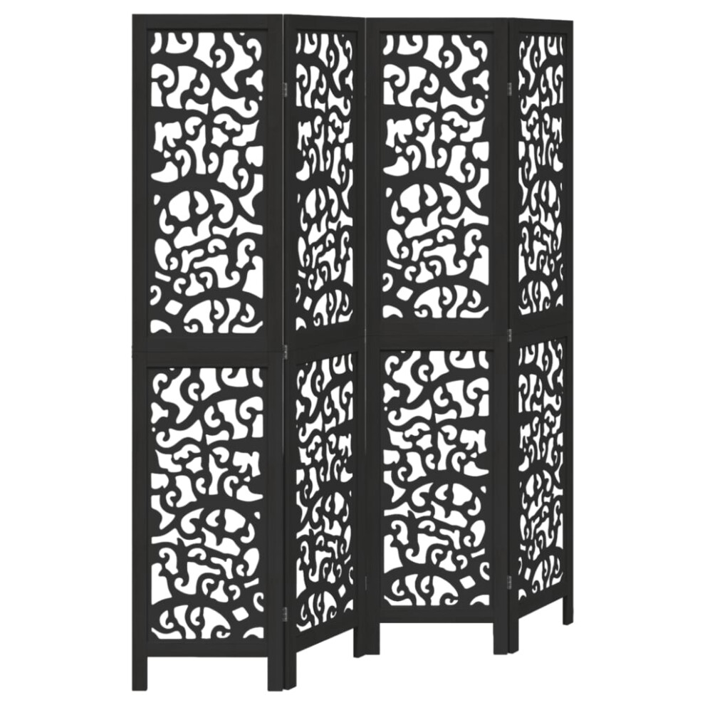 (40 x 180 cm/ 4 piece) vidaXL Room Divider Privacy Screen Privacy Panel Black Solid Wood Paulownia