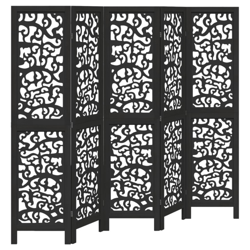 (40 x 160 cm/ 5 piece) vidaXL Room Divider Privacy Screen Privacy Panel Black Solid Wood Paulownia